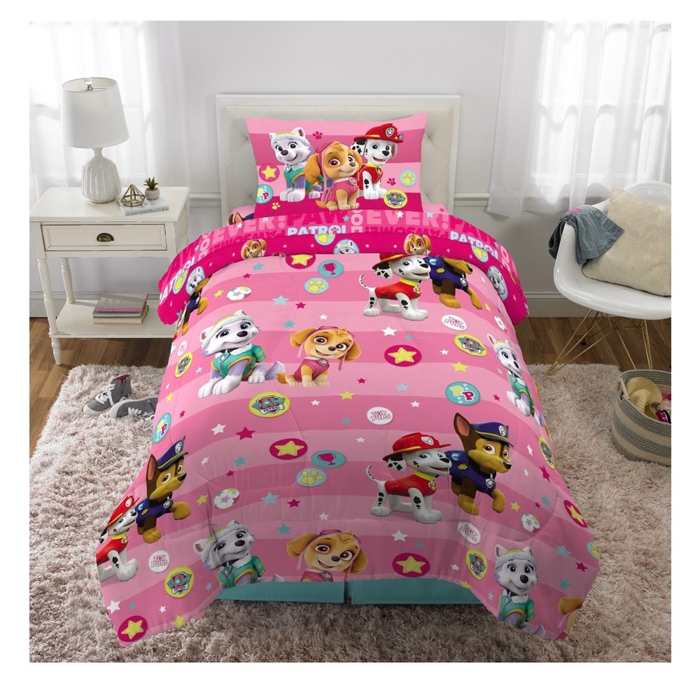 Paw Patrol twin pink bedding | LIKE NEW!